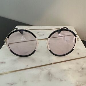Gucci Round Black and Gold Sunglasses